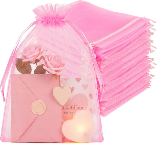 50pcs sacchetti organza rosa - 50pcs,